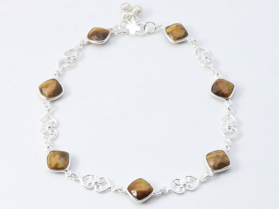 Zilveren enkelband met tijgeroog afbeelding 1