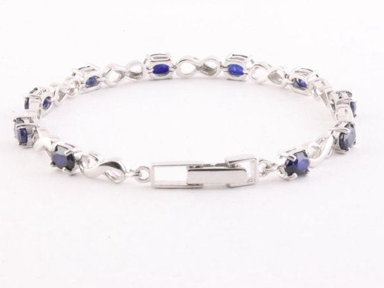 Zilveren tennisarmband met blauwe saffier afbeelding 3