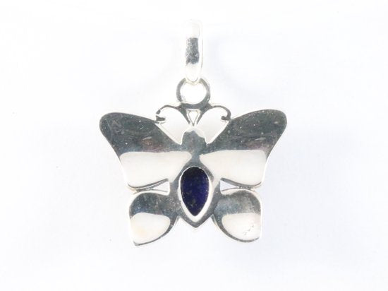 Bewerkte zilveren vlinder hanger met lapis lazuli afbeelding 3