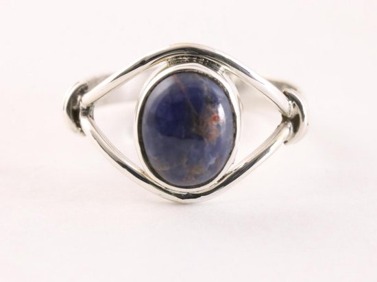 Fijne opengewerkte zilveren ring met sodaliet afbeelding 4