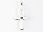 Bewerkte zilveren ankh hanger met amethist afbeelding 3