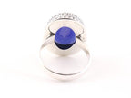 Zware bewerkte zilveren ring met blauwe saffier afbeelding 3
