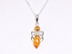 Fijne zilveren hanger met amber aan ketting afbeelding 4
