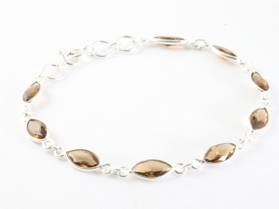 Fijne zilveren armband met rookkwarts afbeelding 2
