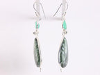 Lange zilveren oorbellen met serafiniet en groene onyx afbeelding 2