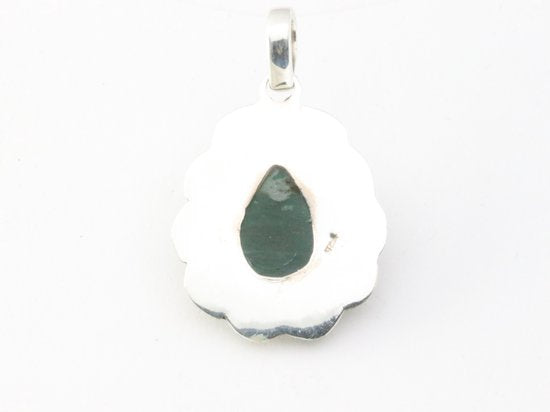 Bewerkte zilveren hanger met jade afbeelding 3