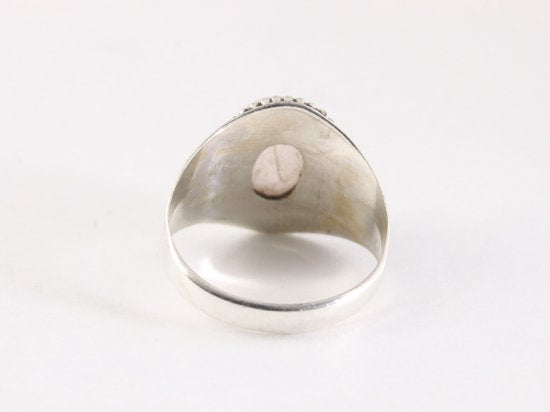 Bewerkte zilveren ring met rozenkwarts afbeelding 3