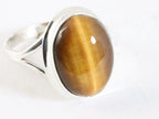 Hoogglans zilveren ring met tijgeroog afbeelding 1