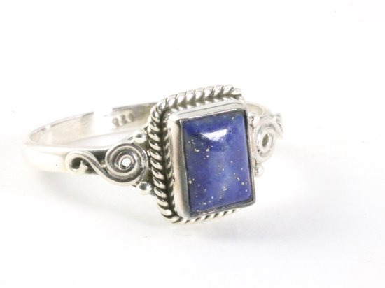 Fijne bewerkte zilveren ring met lapis lazuli afbeelding 1