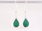 Druppelvormige zilveren oorbellen met groene agaat afbeelding 3