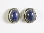 Fijne ovale zilveren oorstekers met lapis lazuli afbeelding 2