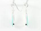 Druppelvormige zilveren oorbellen met groene turkoois afbeelding 2