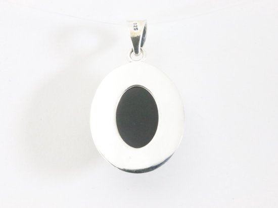 Bewerkte zilveren hanger met onyx afbeelding 3