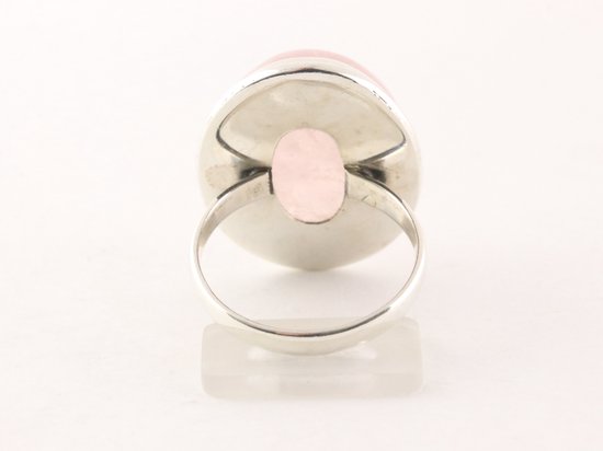 Ovale zilveren ring met rozenkwarts afbeelding 3