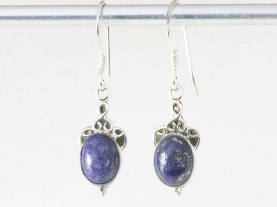 Fijne bewerkte zilveren oorbellen met lapis lazuli afbeelding 4