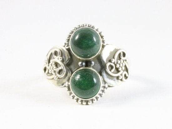 Fijne bewerkte zilveren ring met jade afbeelding 4