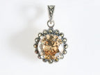 Ronde zilveren hanger met citrien en marcasiet afbeelding 4