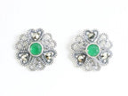 Zilveren oorstekers met smaragd en marcasiet afbeelding 1