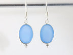 Fijne zilveren oorbellen met blauwe chalcedoon afbeelding 3