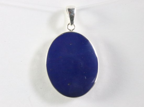 Ovale zilveren hanger met levensboom op lapis lazuli afbeelding 3