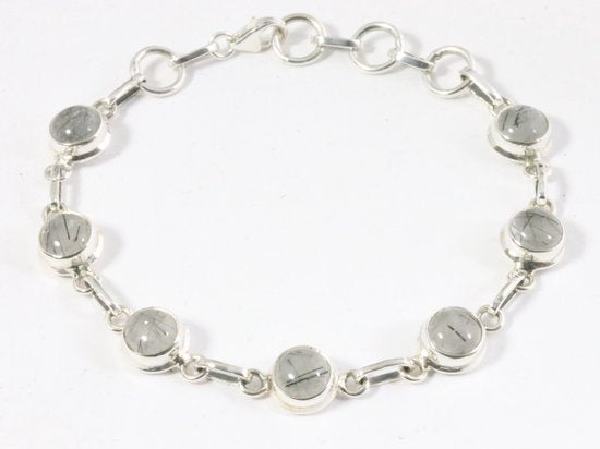 Zilveren armband met zwarte rutielkwarts afbeelding 1