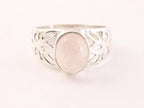 Opengewerkte zilveren ring met rozenkwarts afbeelding 4