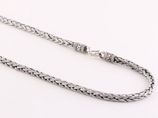 Traditionele zware zilveren vossenstaart ketting met Balinese sluiting afbeelding 2