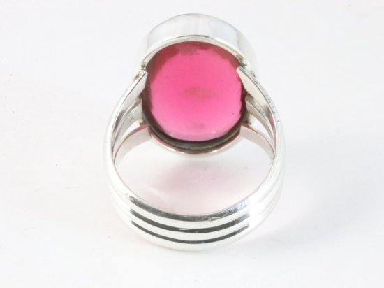 Grote ovale zilveren ring met granaat afbeelding 3