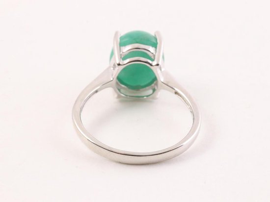 Hoogglans zilveren ring met sakota smaragd afbeelding 3