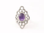Opengewerkte zilveren ring met amethist afbeelding 4