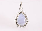Fijne bewerkte druppelvormige zilveren hanger met blauwe lace agaat afbeelding 1