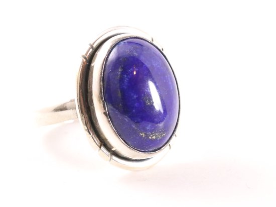 Ovale zilveren ring met lapis lazuli afbeelding 1
