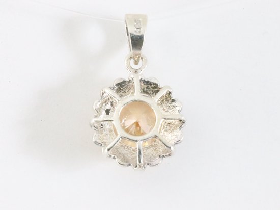 Ronde zilveren hanger met citrien en marcasiet afbeelding 3