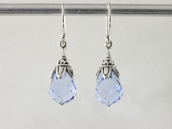 Bewerkte zilveren oorbellen met aquamarijn afbeelding 5