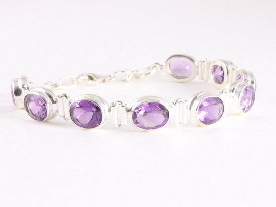 Zware zilveren armband met amethist afbeelding 2