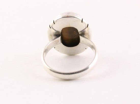 Ovale zilveren ring met tijgeroog afbeelding 3