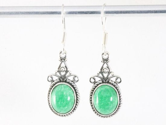 Bewerkte zilveren oorbellen met jade afbeelding 3
