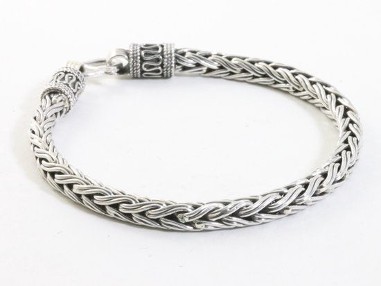 Zware gevlochten zilveren armband afbeelding 2
