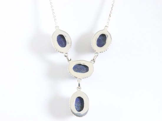 Bewerkte zilveren ketting met lapis lazuli afbeelding 2