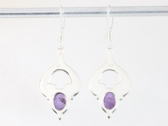 Bewerkte zilveren oorbellen met amethist afbeelding 2
