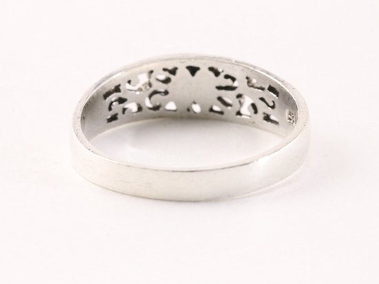 Fijne opengewerkte zilveren ring met bloem afbeelding 3