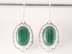 Opengewerkte zilveren oorbellen met malachiet afbeelding 4