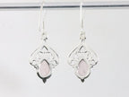 Opengewerkte zilveren oorbellen met rozenkwarts afbeelding 3