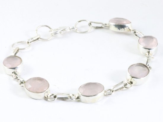 Zilveren armband met rozenkwarts afbeelding 2