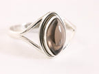 Fijne zilveren ring met rookkwarts afbeelding 1