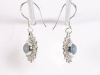 Fijne bewerkte zilveren oorbellen met aqua chalcedoon afbeelding 2