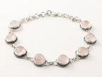 Bewerkte zilveren armband met rozenkwarts afbeelding 1