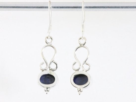 Fijne opengewerkte zilveren oorbellen met lapis lazuli afbeelding 3