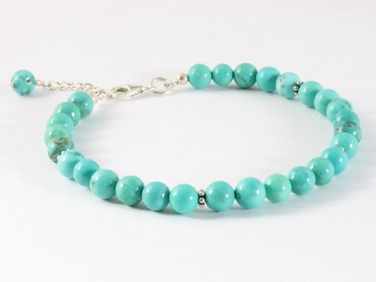 Armband van turkoois en zilveren kralen afbeelding 2