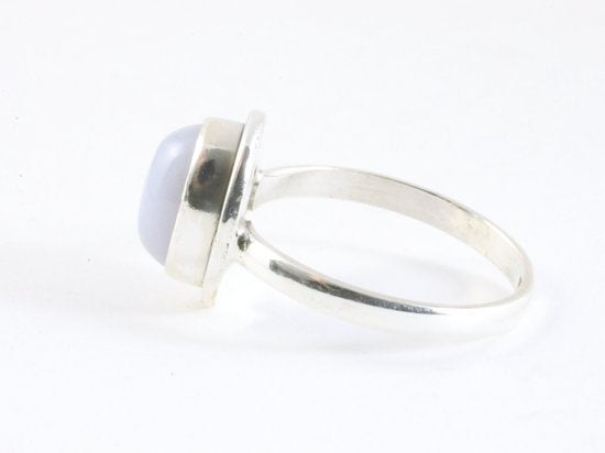 Fijne zilveren ring met blauwe lace agaat afbeelding 2